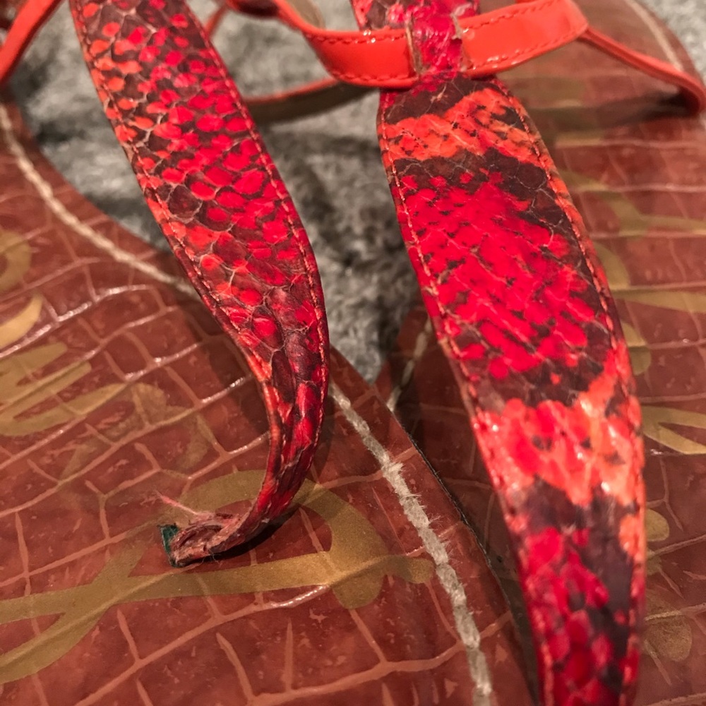 Orange Snake / Python Print Sam Edelman Sandals - image 3